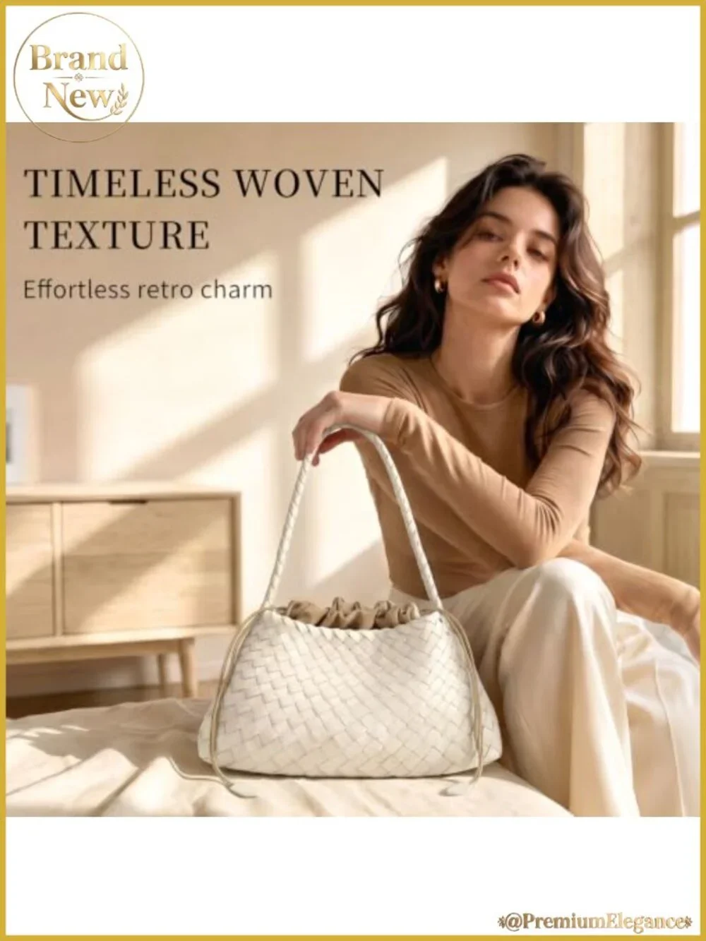 Woven Hobo Bag for Women Shoulder Purse Handmade Vegan Leather Tote